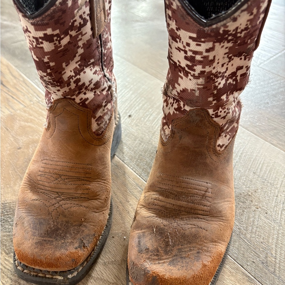 Old West Brown and Camouflage Kids Boots